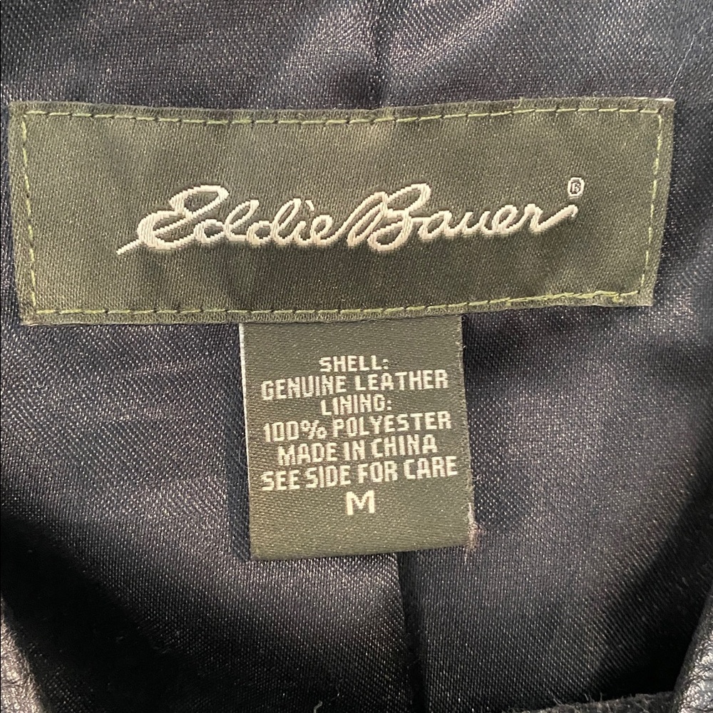 EDDIE BAUER Black Genuine Leather Jacket Size M - Picture 3 of 5